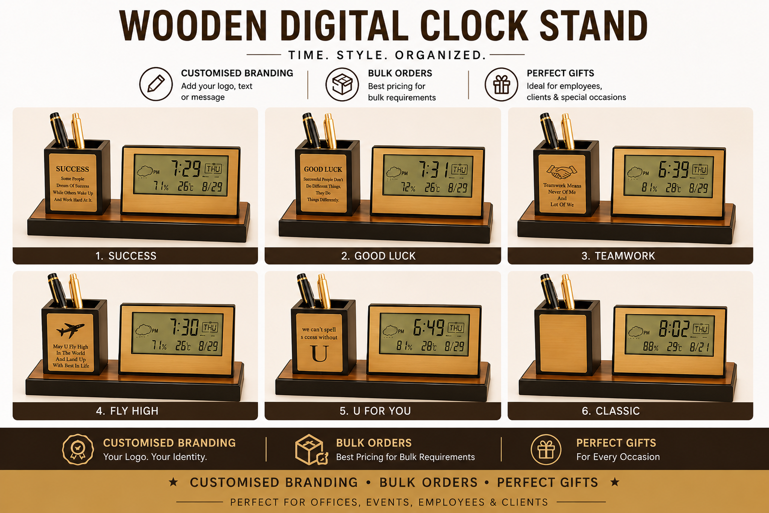 Wooden Digital Clock Stand