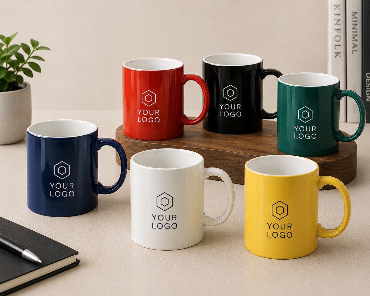 Ceramic and polymer coffee mugs